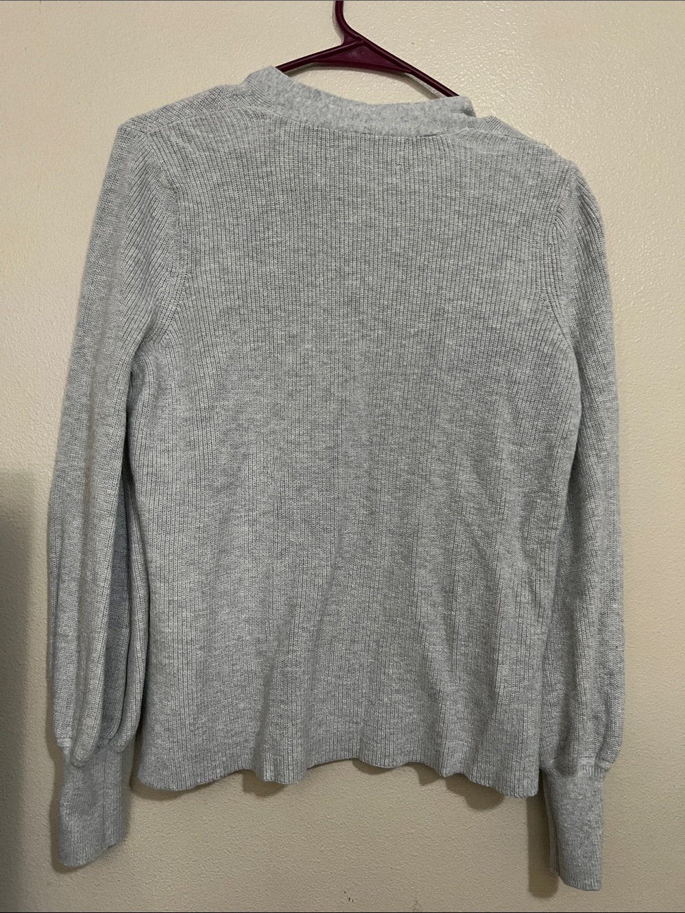 LOFT Soft Light Gray Ribbed Open-Front Cardigan - Picture 3 of 3